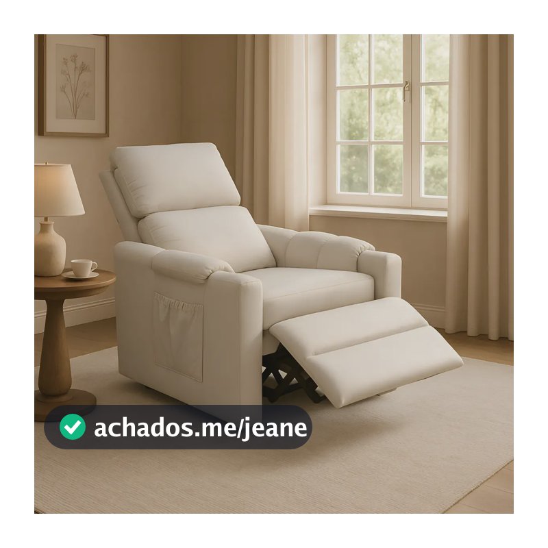 Poltrona Cadeira Glória Papai E Mamãe Com Encosto Macio Retrátil E Reclinável Decorativa Para Sala De Descanso E Amamentação Cor Bege Liso - JB ESTOFADOS