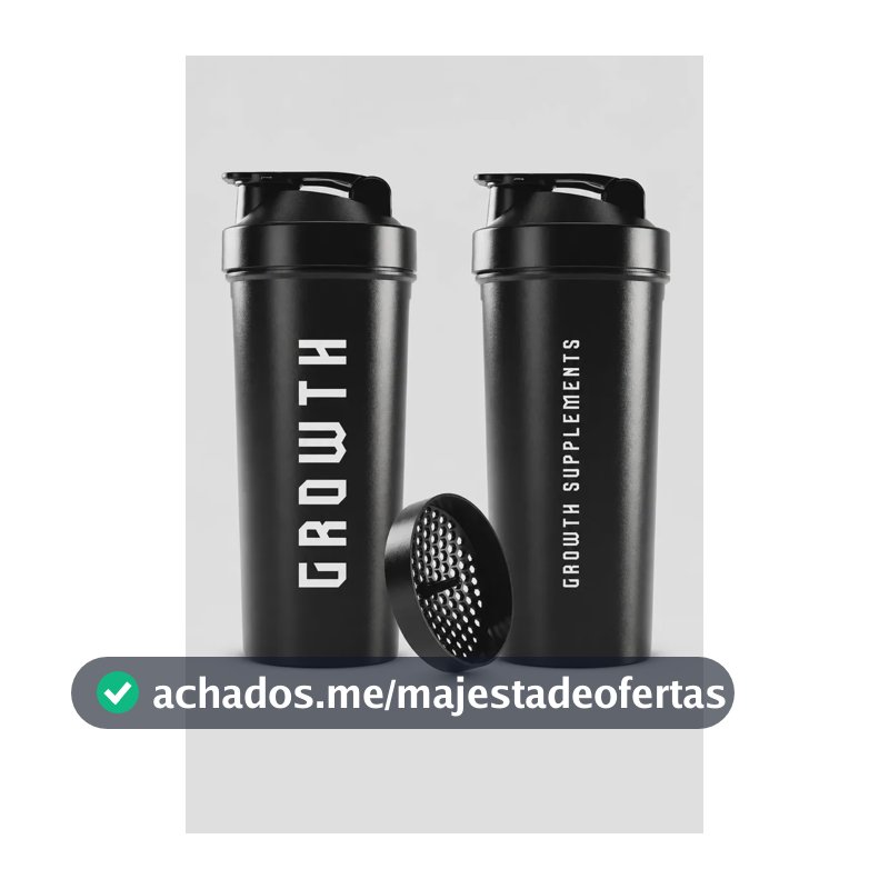 Coqueteleira Shaker Academia 600ml Growth Supplements Preto