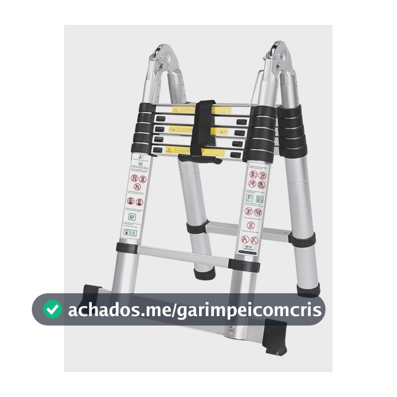 Escada Telescópica Multifuncional Inox JST 3,8m 12 Degraus Antiderrapante