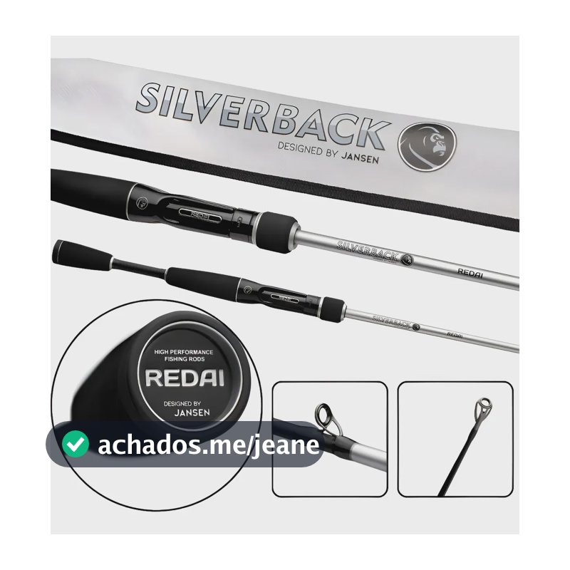 Vara Para Carretilha Redai Silverback 6'0 1,83mts 12-20lbs Preto E Cinza