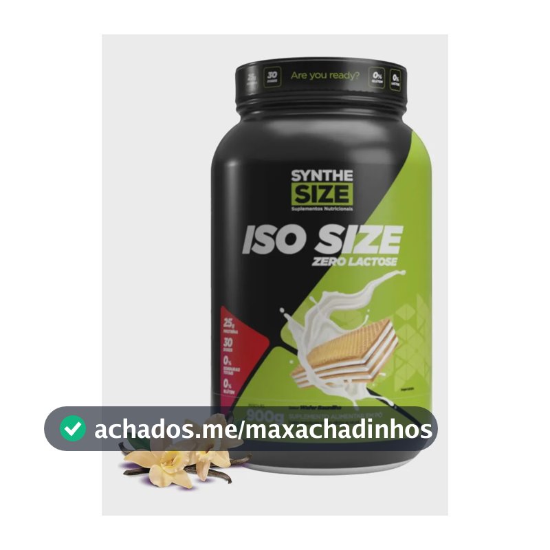 Iso Size Zero Lactose 900g Whey Isolado - Synthesize Sabor Wafer Baunilha