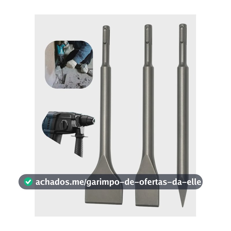 Kit Sds Plus Martelete Ponteiro E Talhadeiras Jogo 3 Peças 20mm E 40mm Profissional