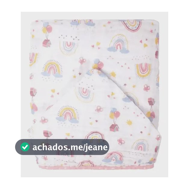 Toalha Com Capuz Bublim Baby Algodão 70x90cm Estampa Arco-íris