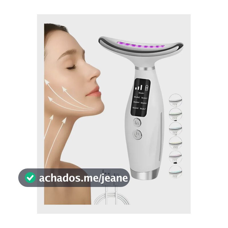 Massageador Facial Pescoço Terapia Led Antirrugas E Papada