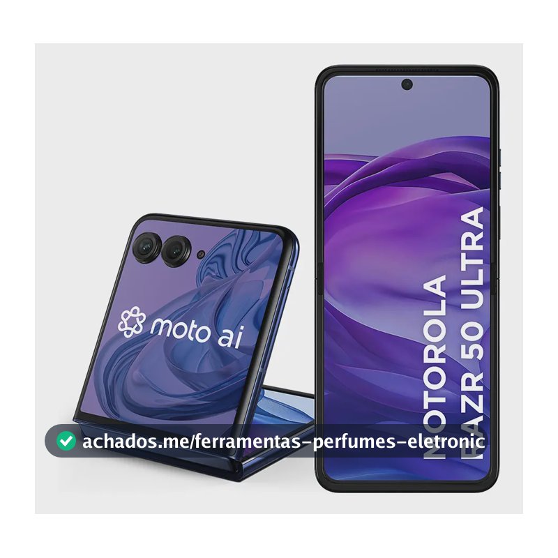 Smartphone Motorola Razr 50 Ultra - 512GB 12GB RAM + 12GB RAM Boost Tela dobrável 6,9" pOLED e externa 4" Moto AI camera IPX8 - Navy blue