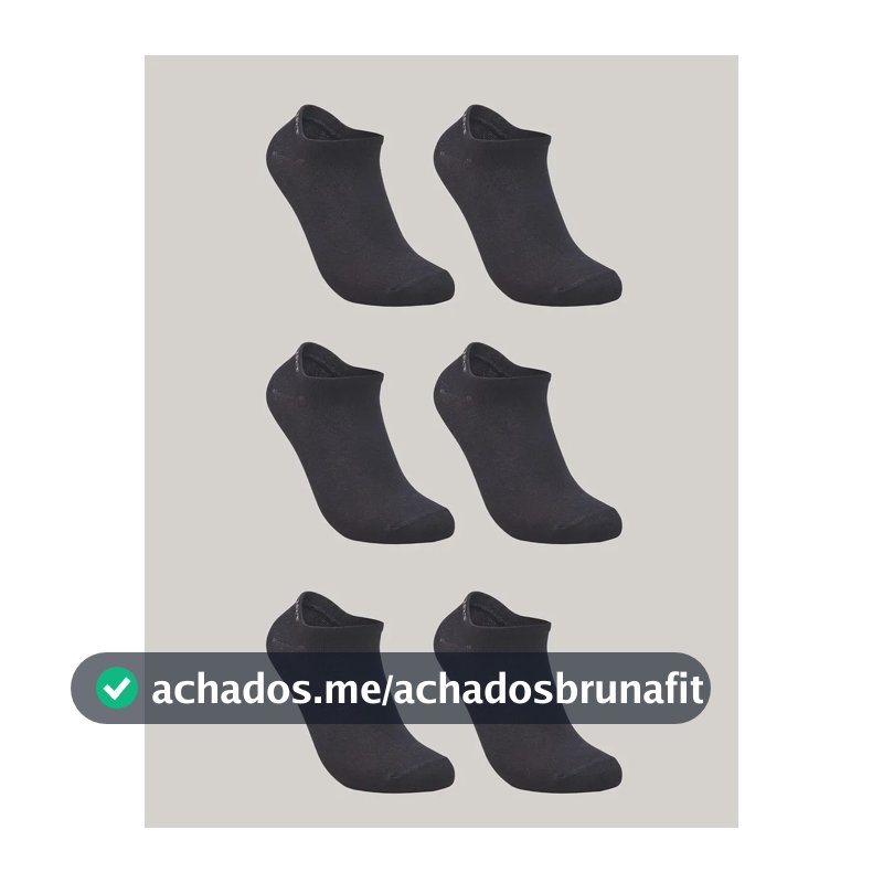 Kit De 6 Pares De Meias Masculino E Feminino Sapatilha Lupo Preto Liso 41-44