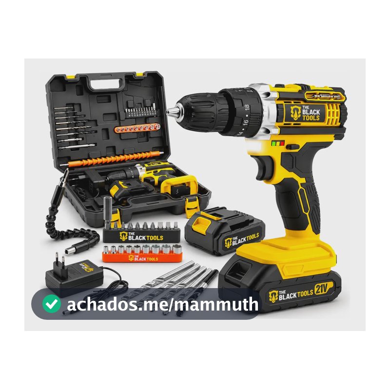 Parafusadeira Furadeira Profissional 21v Bivolt + Acessórios Amarelo 127/220v