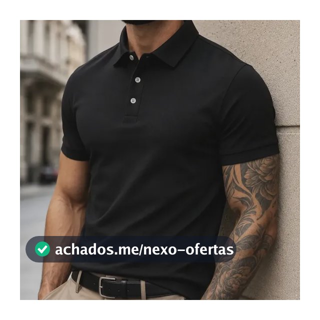 Camisa Polo Masculina Piquet Slim Manga Curta Preto P