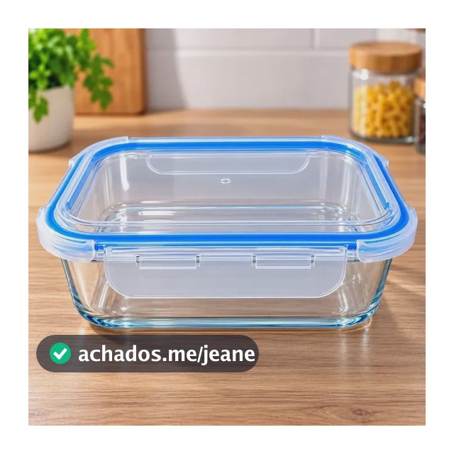 Pote Hermético Retangular De Vidro 1040ml