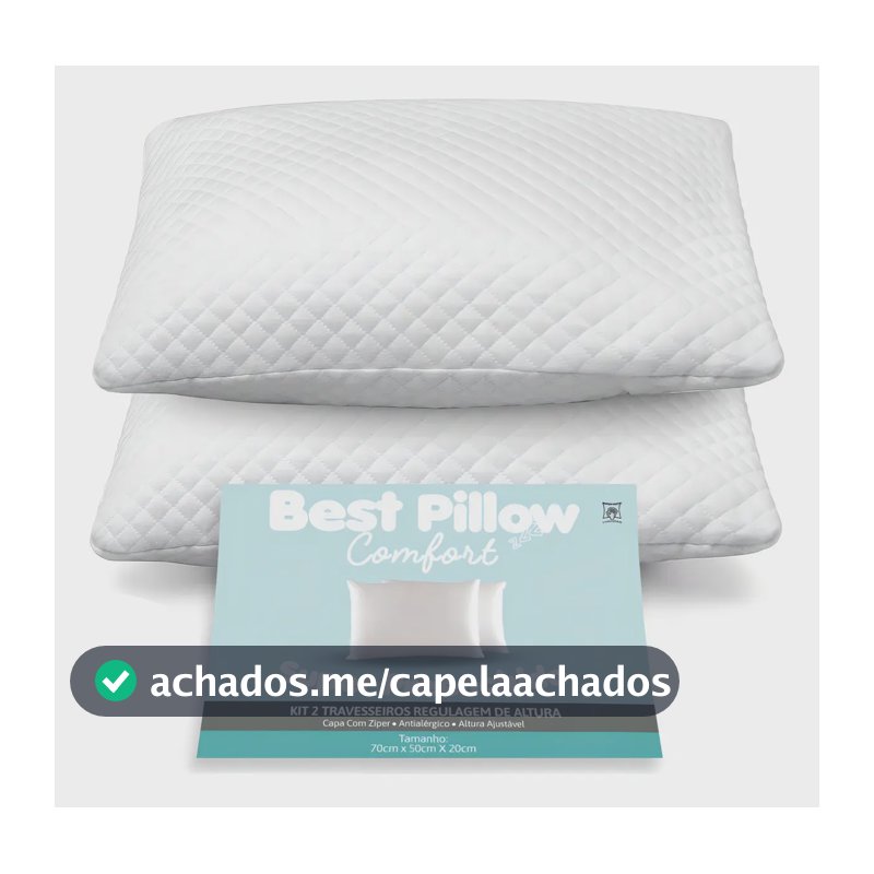 Kit 2 Travesseiros M Casa Altura Regulável 70x50cm Antialérgico