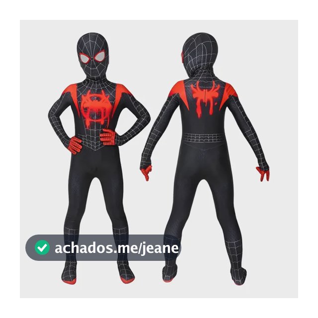 Fantasia Infantil Homem Aranha Preta E Vermelha Cosplay