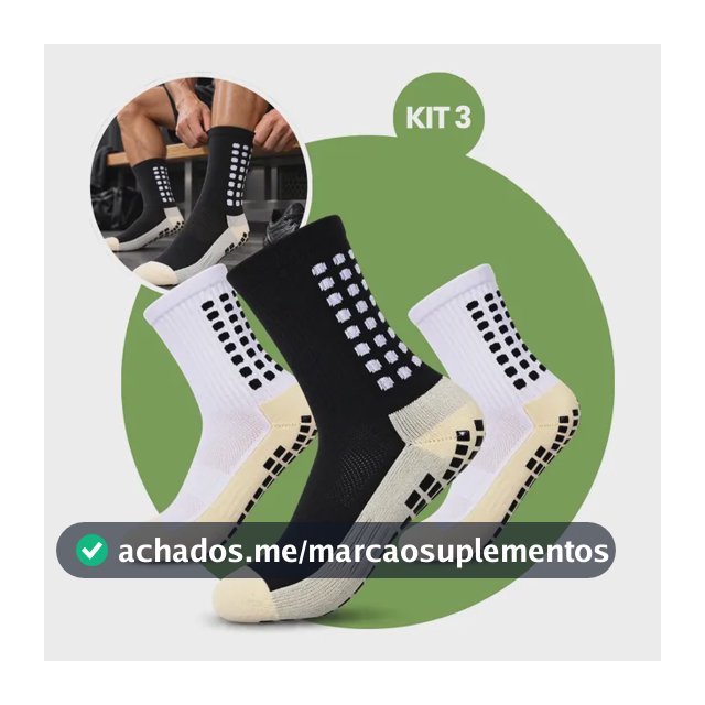 Kit 3 Pares Meia Antiderrapante Esportiva Futebol Treino Pro