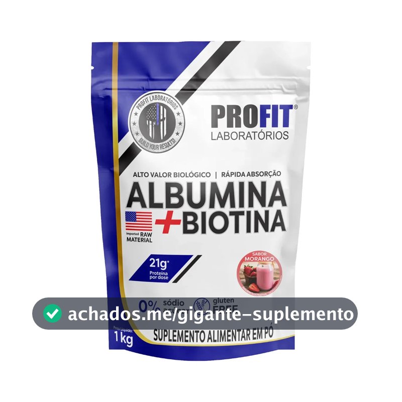 Albumina Profit Labs em pó sabor Morango x 1kg