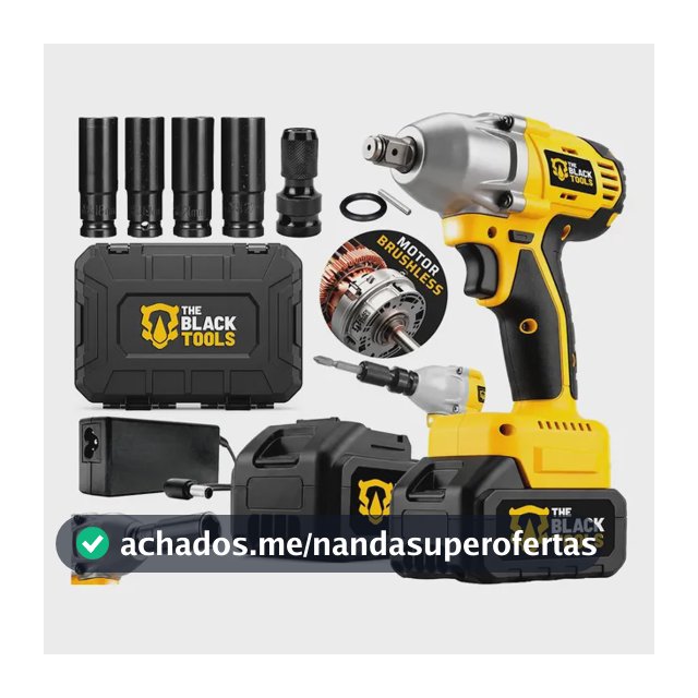 Chave De Impacto A Bateria 21V 1/2" Pol 2400 Rpm Bivolt Com Acessórios E Maleta The Black Tools