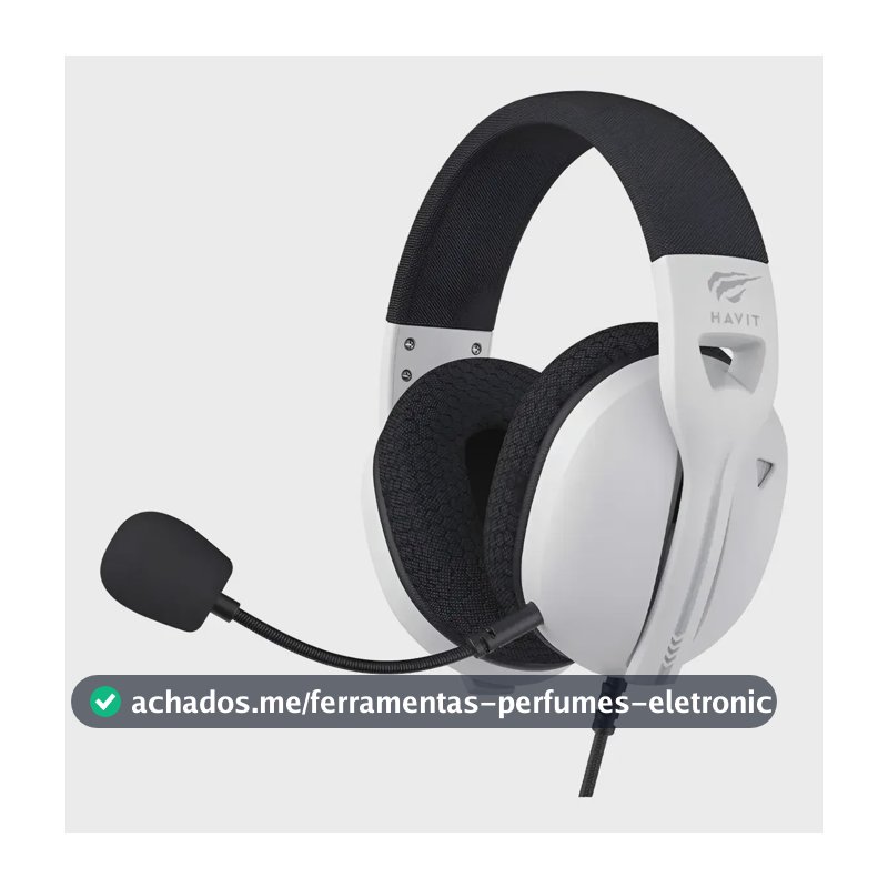 Headset Gamer Havit FUXI H5D Branco Com Microfone e Cancelamento de Ruído