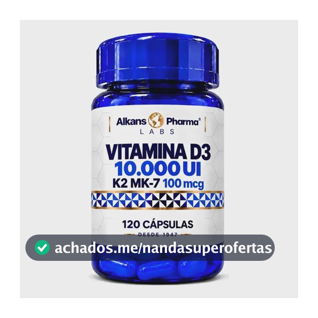 D3 10.000ui + Vitamina K2 Mk7 100mcg 120 Cápsulas Sem Sabor