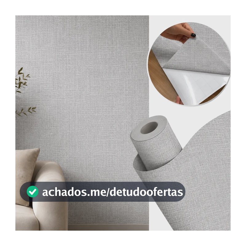 Papel De Parede Linho Autocolante Texturizado Adesivo Lavave Linho Cinza