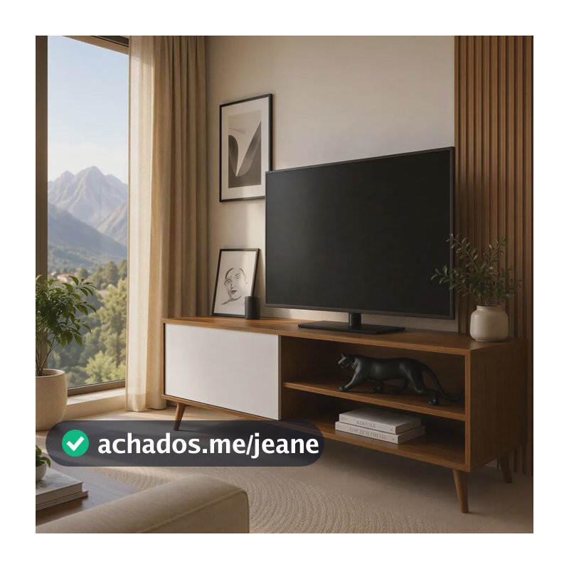 Racks Organizador Tv Retrô Moderno Preto/branco Pés Palito Branco