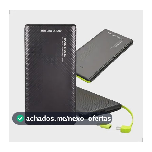Power Bank Pineng 10000mAh Carregador Portátil Carregamento Rápido Preto