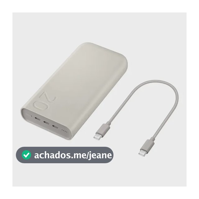 Carregador Power Bank sem fio Samsung | Potência de 45 W | 20.000 mAh | Cor bege | Carregamento super rápido 2.0
