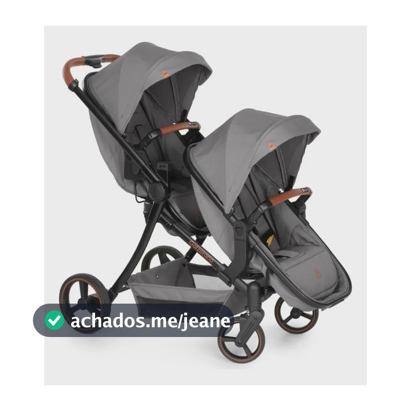 Carrinho de Bebê para Gêmeos Galzerano Nix Duo Grafite Carrinho de Bebê Gemeos Passeio