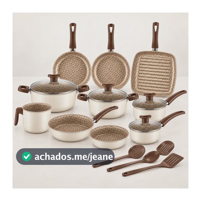 Jogo De Panelas 11 Peças Com Grill Ditália Disegno Ivory Disegno Ivory