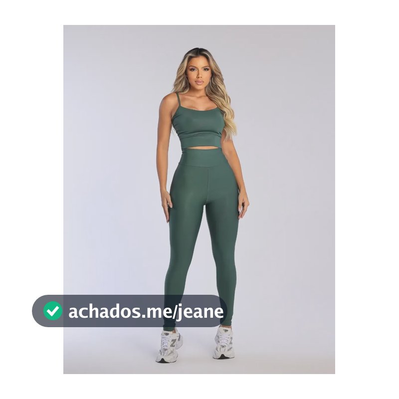 Legging E Top Fitness Zero Transparência Compressão Verde Militar M
