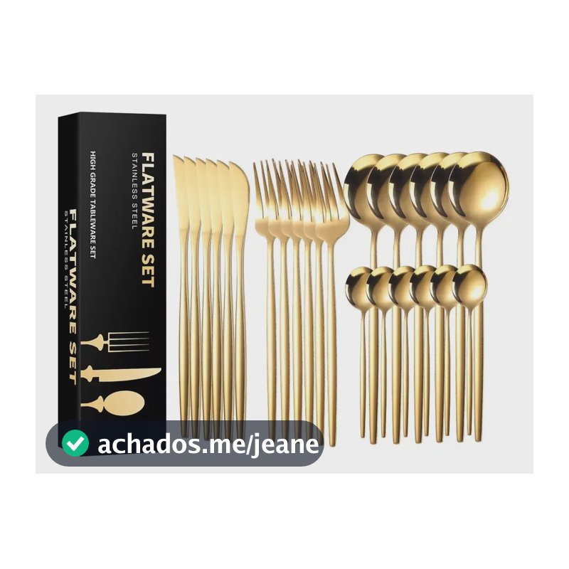 Kit 24 Peças Jogo De Talheres Dourados Aço Inoxidável 416 Cor Dourado