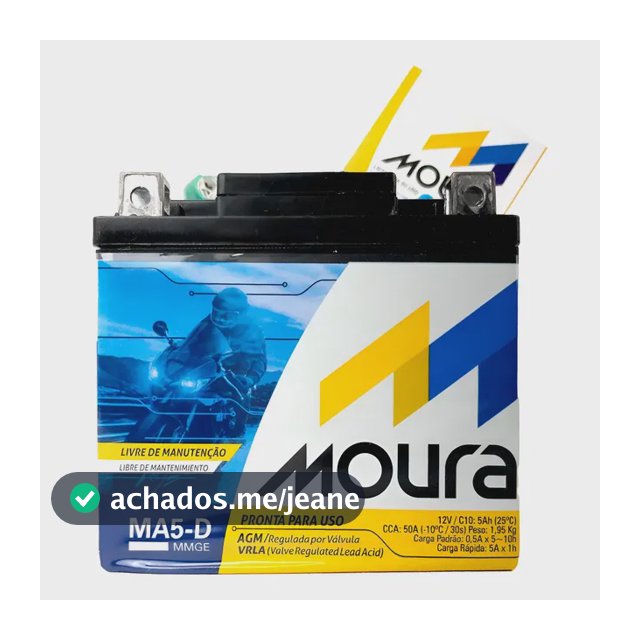 Bateria Moto Moura Cg Titan Fan Biz Bros Xre 125 150 160 5ah Direito