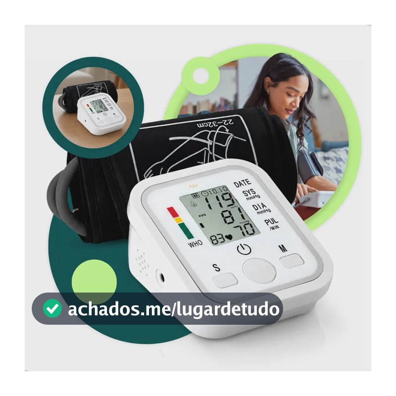 Aparelho Medidor de Pressão Arterial Aferidor Monitor Digital Uso Doméstico Automático Residencial Pressão De Braço Braçadeira Pulso Manguito Ajustável Memória Leitura Adultos Crianças Portátil Nixzen
