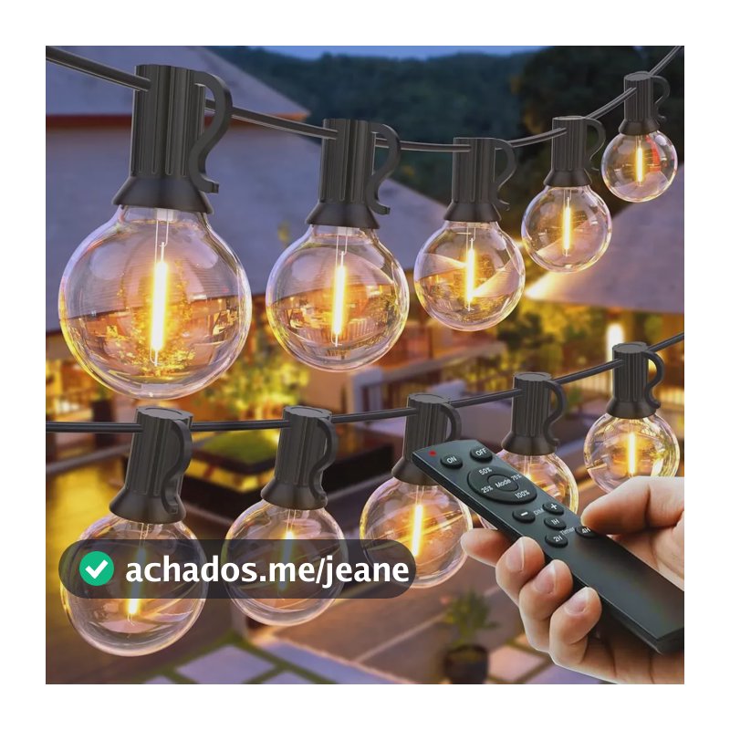 45m Varal De Luzes Lâmpadas Led Inquebrável G40 Com Controle Branco-quente 110v/220v