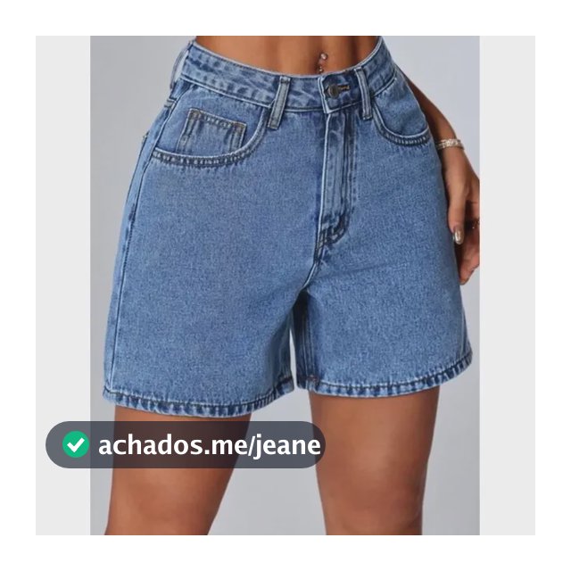 Bermuda Short Mom Jeans Feminino Cintura Alta Com Bolso