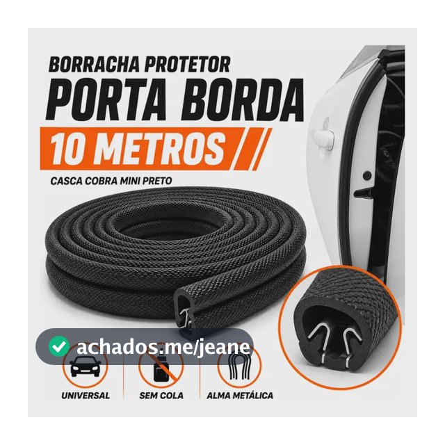 Borracha Protetor Porta Borda 10mt Casca Cobra Mini Preto