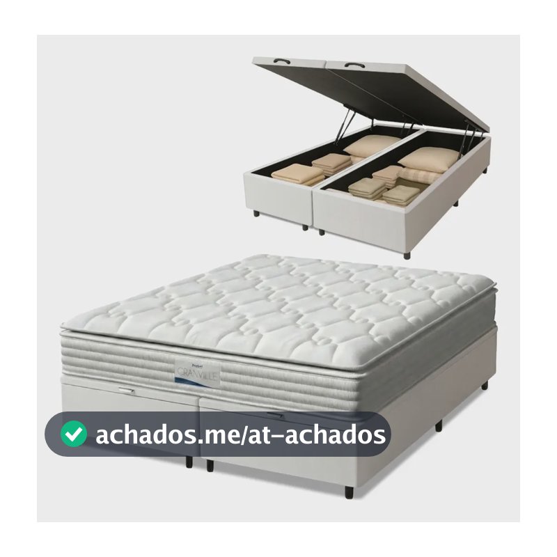 Cama Box Baú Casal King Colchão Molas Ensacadas Granville Com Pillow 193x203x69cm Branco