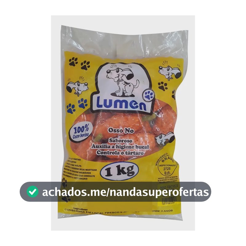 Osso Petisco Comestível P/cães Lumen - Cenoura 1 Kg