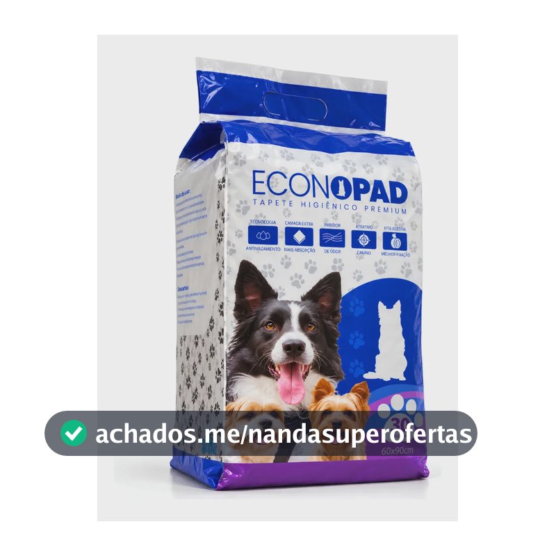 Tapete Higiênico Sanitário Cães 30un 90x60 Econopad Branco Branco