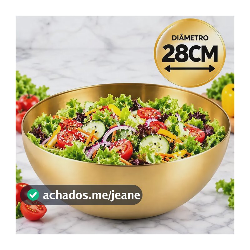 Tigela Bowl Aço Inox Dourado Bacia Multiuso Cozinha 28 Cm Dourado-inox-28cm