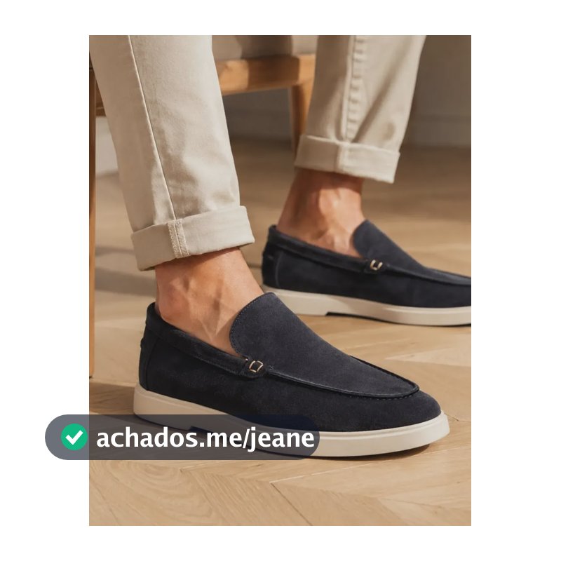 Sapato Mocassim Masculino Couro Legítimo Suede Casual Loafer Azul-marinho Liso 44 Br