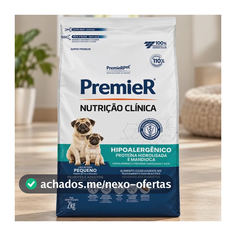 Ração Seca Premier Cão Pequeno Hipoalergênica Mandioca 2kg