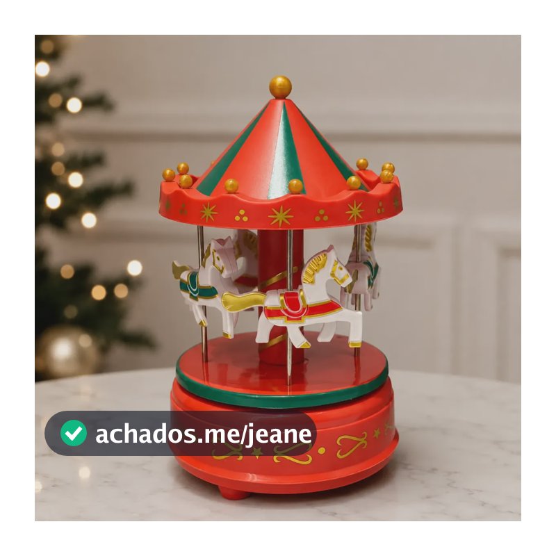 Carrossel Natalino Musical 17cm Giratório Decoração De Natal Carrossel Natalino
