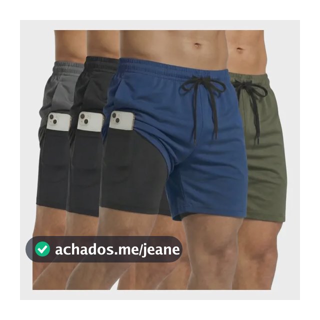 Kit 4 Shorts 2 Em 1 Masculino Dry Bermuda Academia Treino