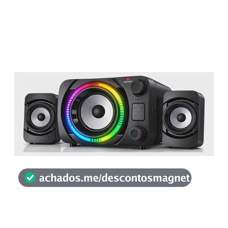 Caixa De Som Home Subwoofer Bluetooth Led Rgb 2.1 Pc Gamer Cor Preto