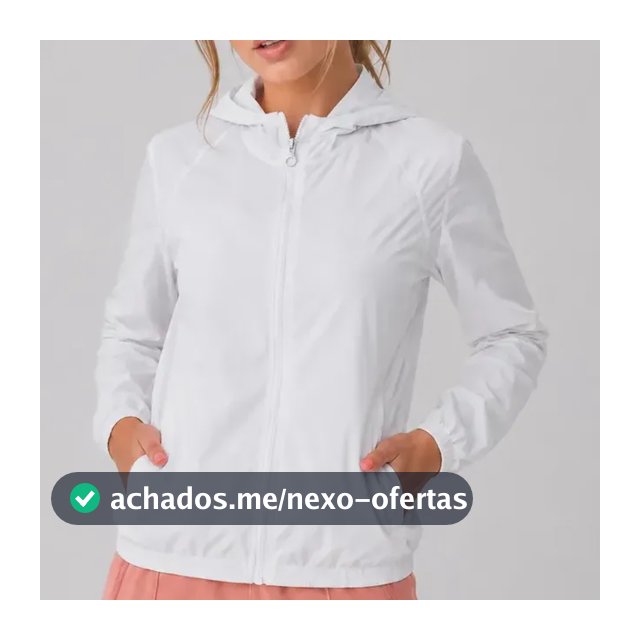 Jaqueta Feminina Iz Corta Vento Ultra Leve Com Capuz 2026 Branco M Liso