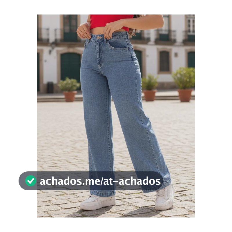 Calça Jeans Pantalona Wide Leg Barra Larga Cintura Alta 100%