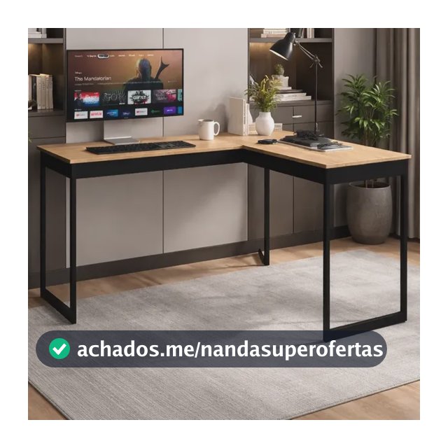 Mesa Para Escritorio Industrial Escrivaninha Em L Metal Nova Mel