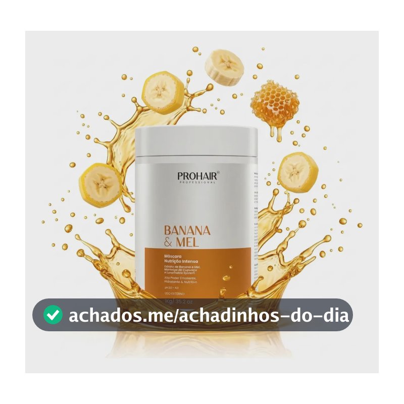 Máscara Nutrição Intensa Banana e Mel Prohair 1kg Efeito Teia Cabelos Macios Brilhosos Hidratação Profunda Reconstrução Capilar Manteiga de Cupuaçu Profissional