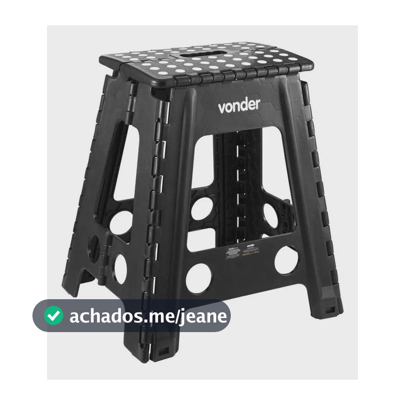 Banqueta Plástica Multiuso Dobrável 45cm 150kg Vonder Preto Preto