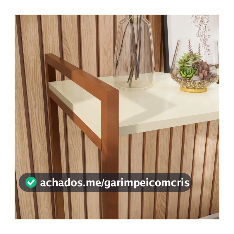 Mesa Aparador Cantinho Do Café Buffet Decoração Sala Bar Balcão Pés Cobre Cor Off White