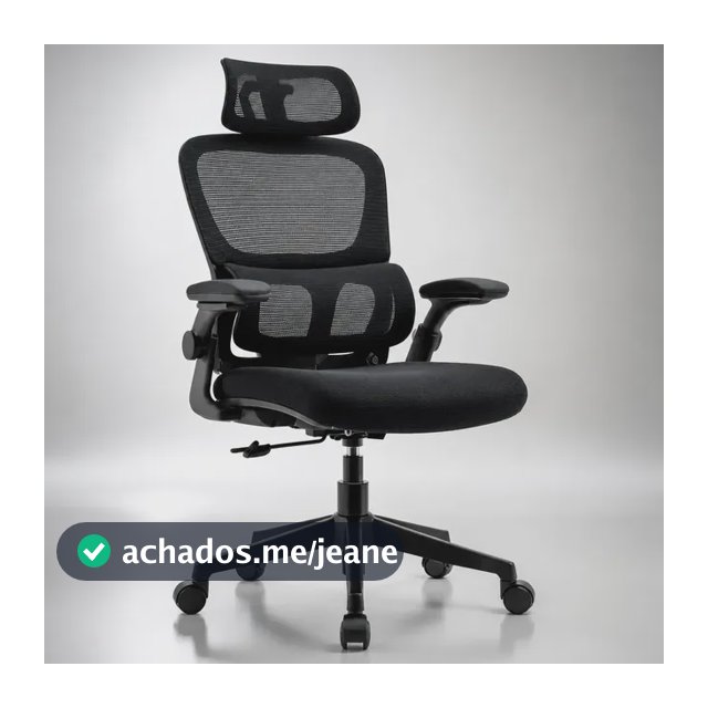 Cadeira Lombar Ergonômica Escritório Apoio Mesh Suporte Cor Preto Malha Nylon Pu