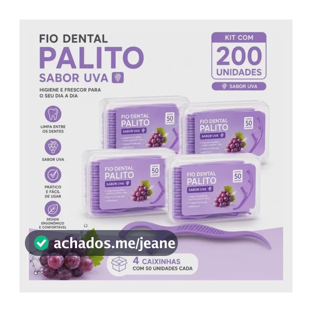 Kit 200 Palitos Fio Dental Saborizado Ultrafino Arqueado Fru